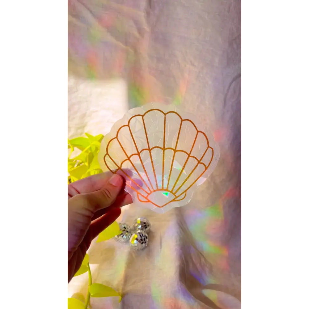 Prismatic Kitty - Seashell Suncatcher | Scallop Window Cling | Mermaid Decor