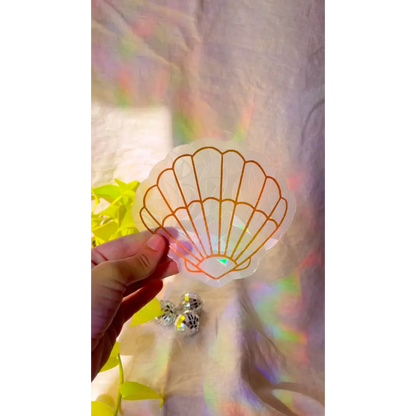 Prismatic Kitty - Seashell Suncatcher | Scallop Window Cling | Mermaid Decor
