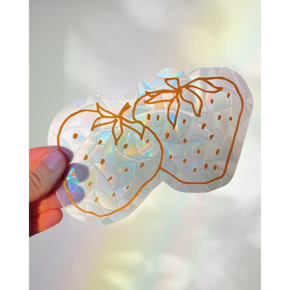 Prismatic Kitty - Strawberries Suncatcher | Rainbow Making Window Cling