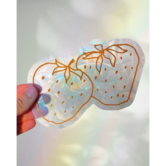 Prismatic Kitty - Strawberries Suncatcher | Rainbow Making Window Cling