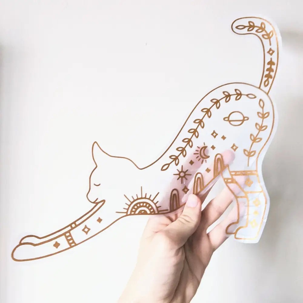 Prismatic Kitty - Stretching Cat Suncatcher | Rainbow Window Cling | Jumbo