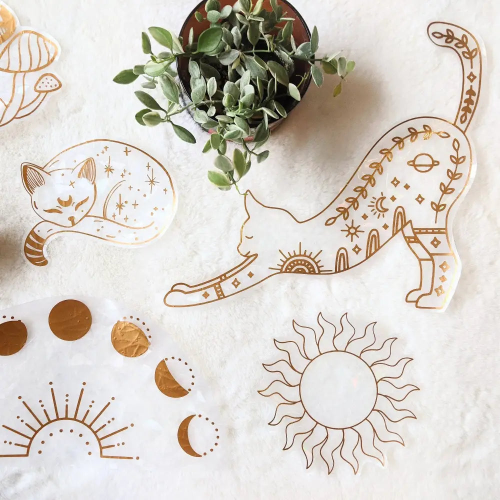 Prismatic Kitty - Stretching Cat Suncatcher | Rainbow Window Cling | Jumbo