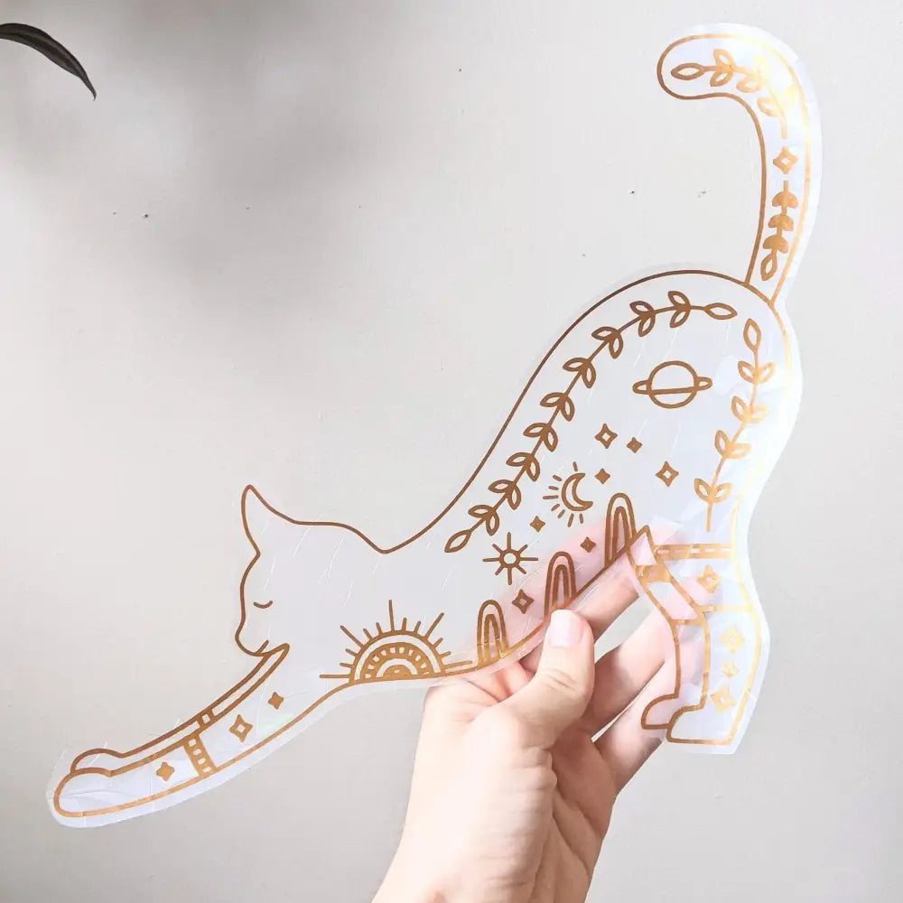 Prismatic Kitty - Stretching Cat Suncatcher | Rainbow Window Cling | Jumbo