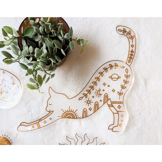 Prismatic Kitty - Stretching Cat Suncatcher | Rainbow Window Cling | Jumbo