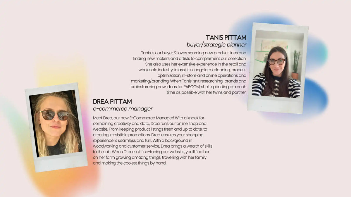 A promotional image featuring two women and their professional descriptions.