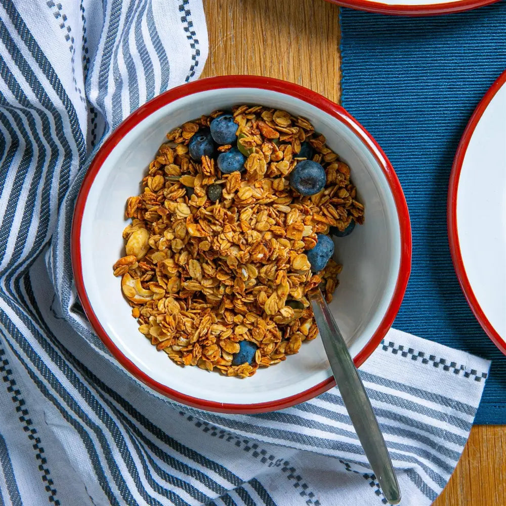 Rinkit Ltd - Argon Tableware White Enamel Bowl - 16cm - Red