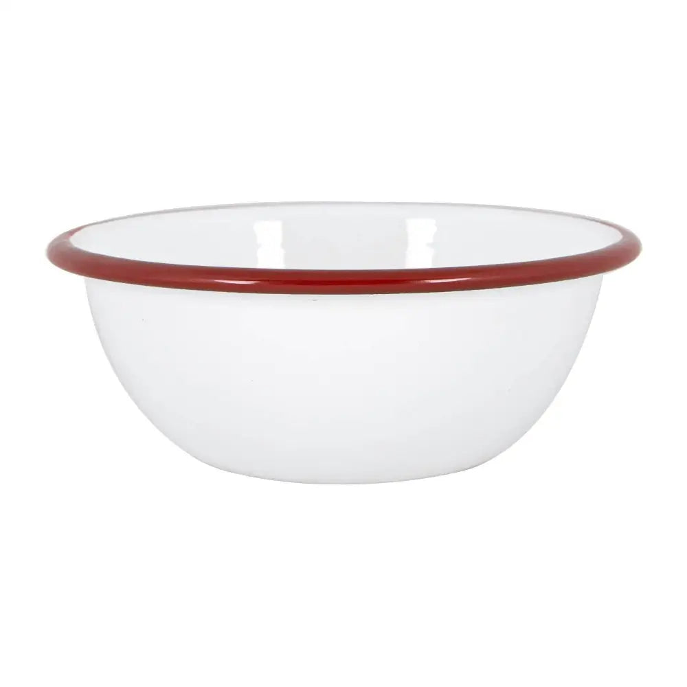 Rinkit Ltd - Argon Tableware White Enamel Bowl - 16cm - Red