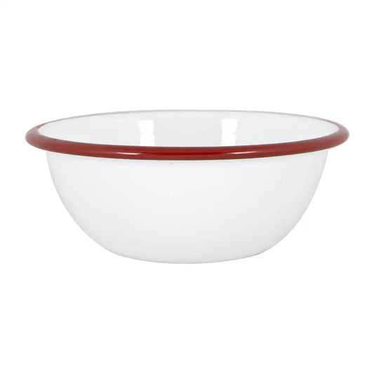 Rinkit Ltd - Argon Tableware White Enamel Bowl - 16cm - Red
