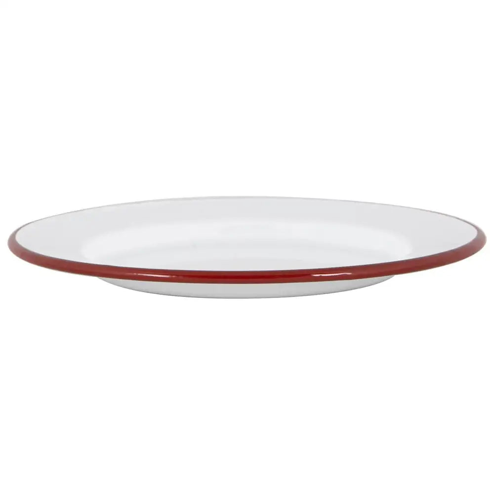 Rinkit Ltd - Argon Tableware White Enamel Dinner Plate - 25.5cm - Red