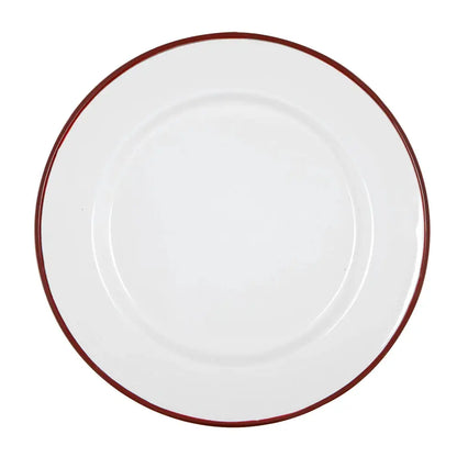 Rinkit Ltd - Argon Tableware White Enamel Dinner Plate - 25.5cm - Red
