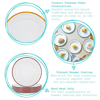 Rinkit Ltd - Argon Tableware White Enamel Side Plate - 20cm - Red