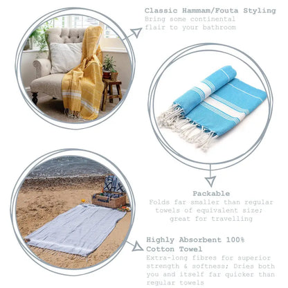 Rinkit Ltd - Nicola Spring 100% Turkish Cotton Beach Bath Towel - Mustard