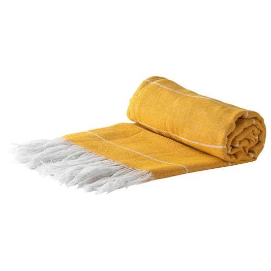 Rinkit Ltd - Nicola Spring 100% Turkish Cotton Beach Bath Towel - Mustard