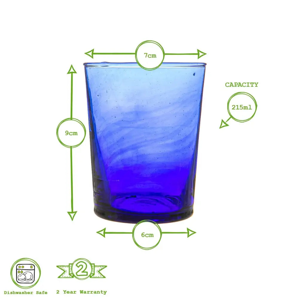 Nicola Spring Meknes Recycled Tumbler Glass Blue - PABOOM