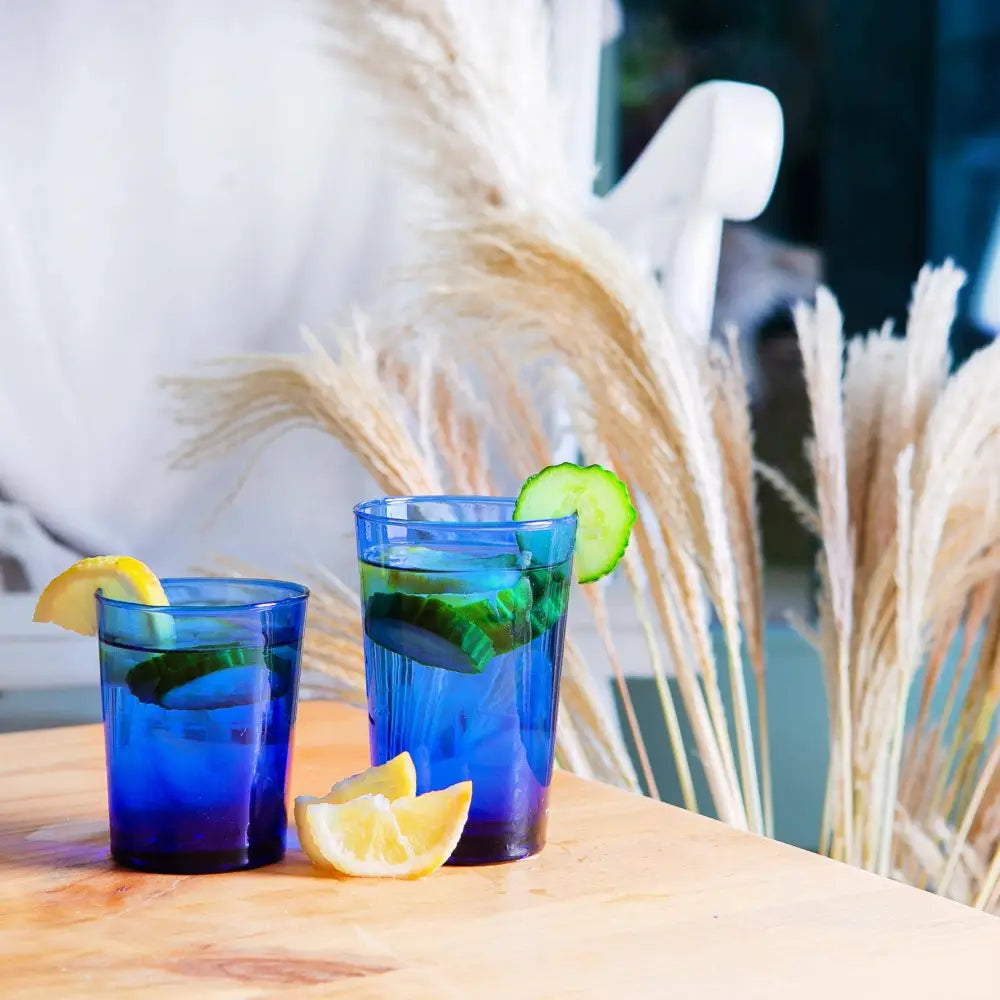 Nicola Spring Meknes Recycled Tumbler Glass Blue - PABOOM