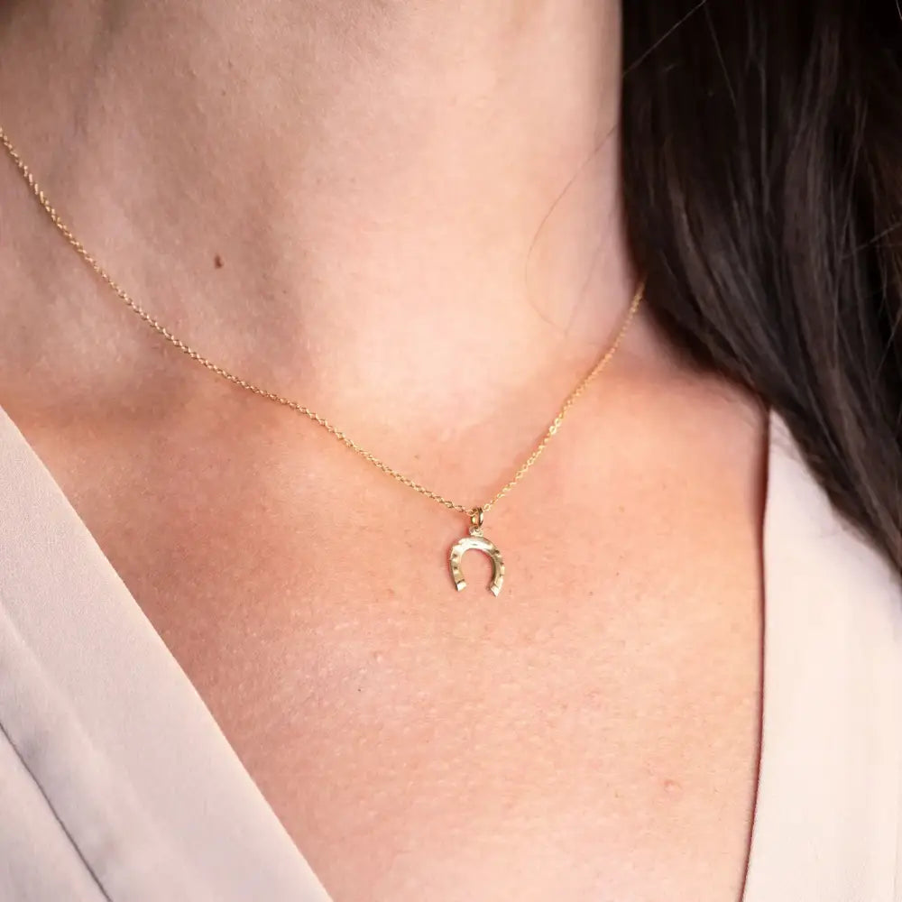 Gold Filled Horse Shoe Charm Necklace - PABOOM