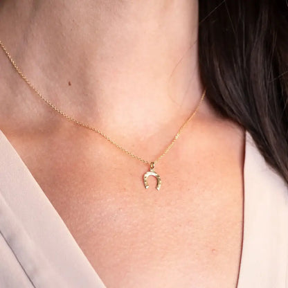 Gold Filled Horse Shoe Charm Necklace - PABOOM
