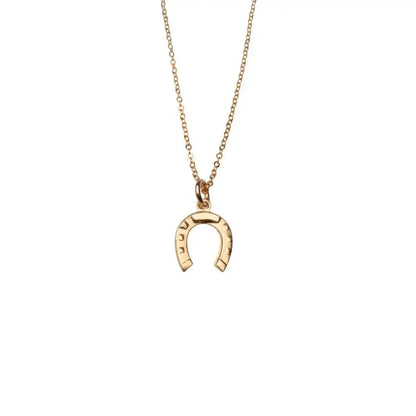 Gold Filled Horse Shoe Charm Necklace - PABOOM