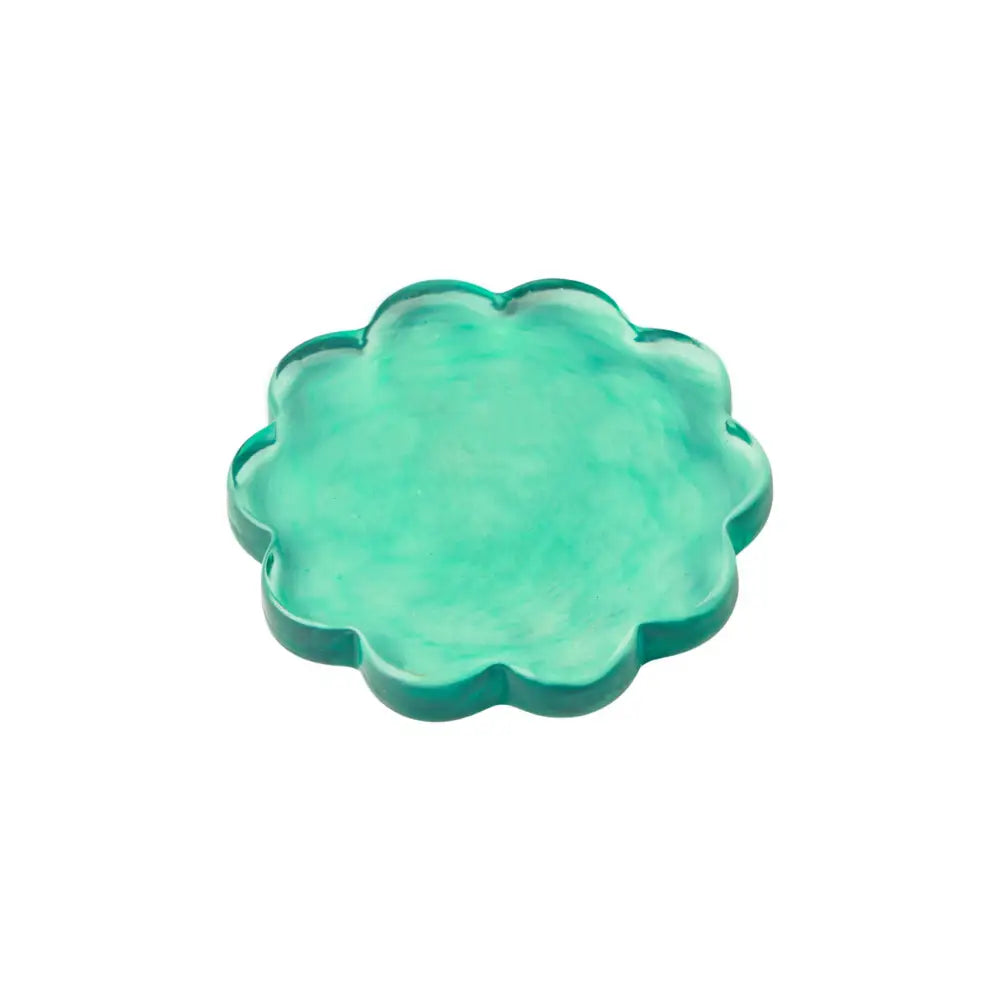 Daisy-scallop coaster, blue, glass -PABOOM