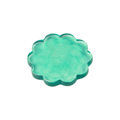 Daisy-scallop coaster, blue, glass -PABOOM