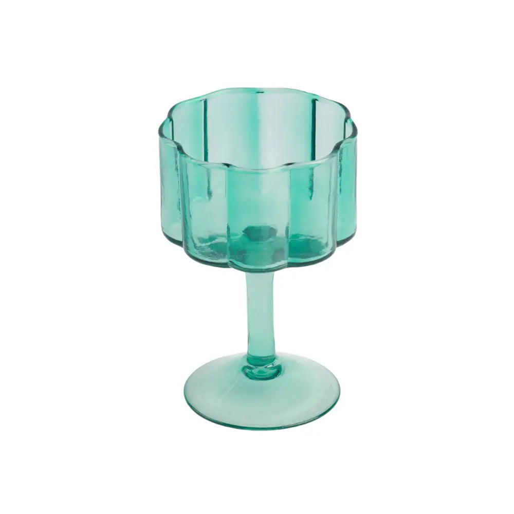 Daisy scallop wine glass, blue, glass - PABOOM