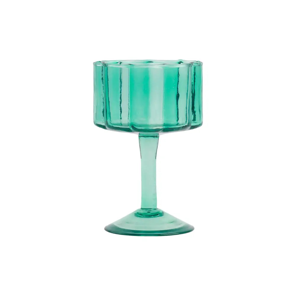 Daisy scallop wine glass, blue, glass - PABOOM