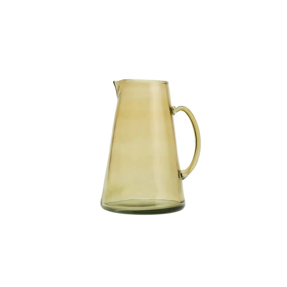 Recycled glass pitcher jug, olive green. - PABOOM
