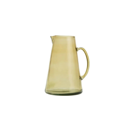 Recycled glass pitcher jug, olive green. - PABOOM