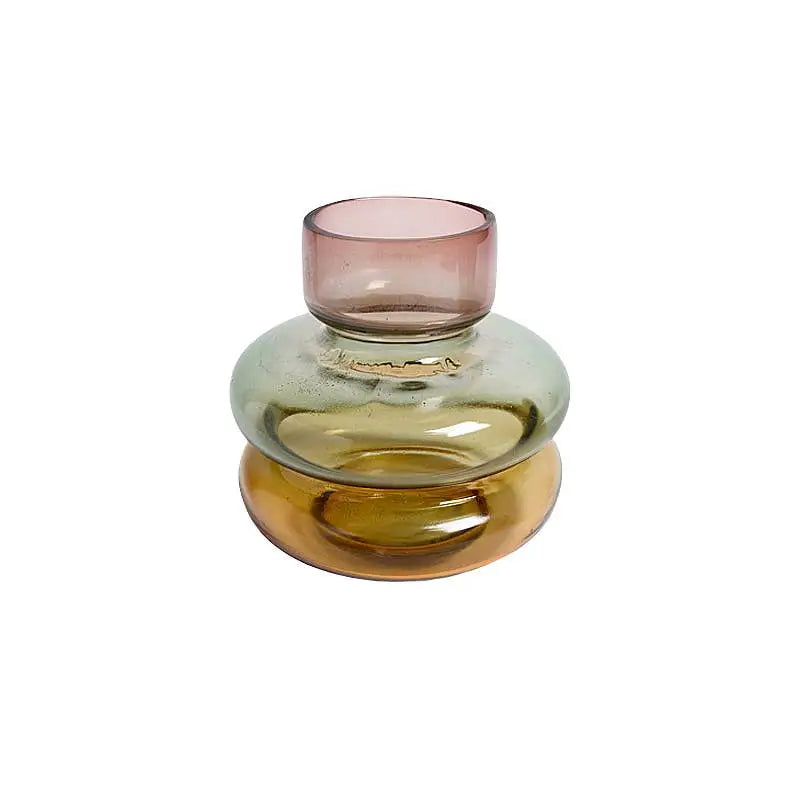 Glass bubble vase with a pink, green and yellow color gradient. Glass. - PABOOM
