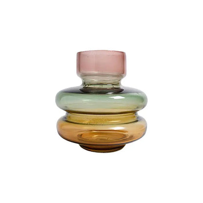 Glass bubble vase with a pink, green and yellow color gradient. Glass. - PABOOM