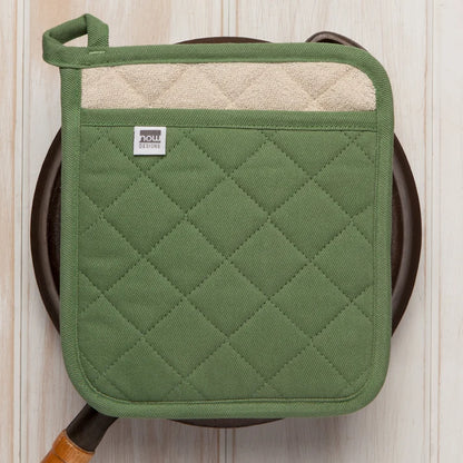 Close-up of the quilted stitching on the Elm Green potholder – PABOOM