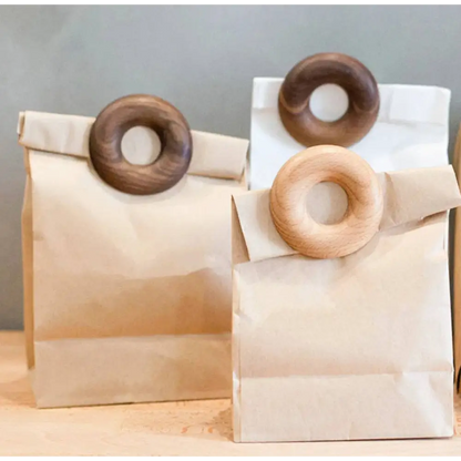 Smile Boutiques - Wooden Donut Bag Clips - Eco Friendly Plastic Free Walnut