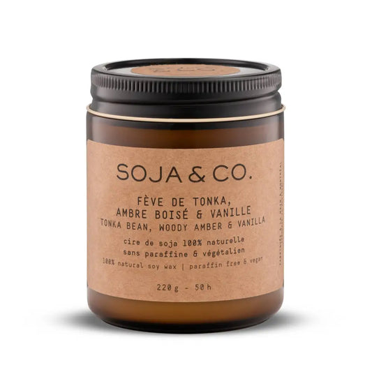 SOJA & CO. Soy Wax Candle - Tonka Bean + Woody Amber + Vanilla