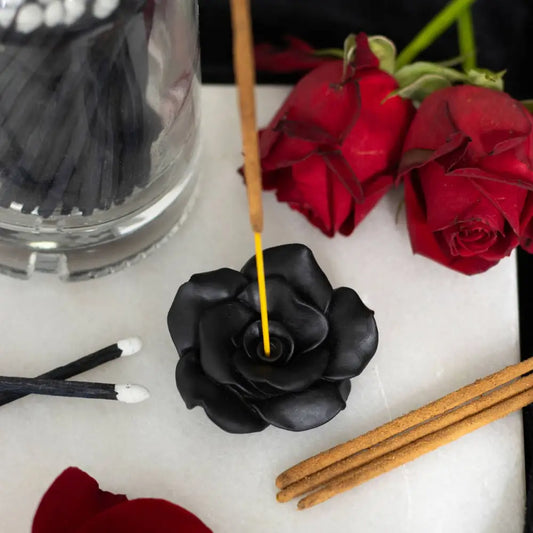 Something Different Wholesale - Black Rose Resin Incense Stick Holder