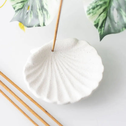Something Different Wholesale - Off White Scallop Shell Ceramic Incense Holder Plate