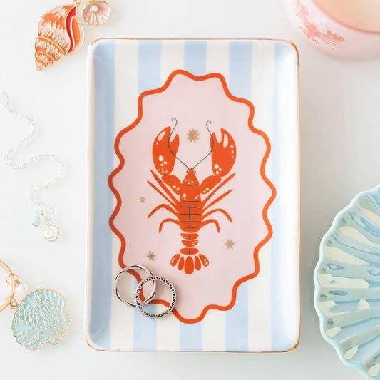 Something Different Wholesale - Striped Lobster Coastal Trinket Dish