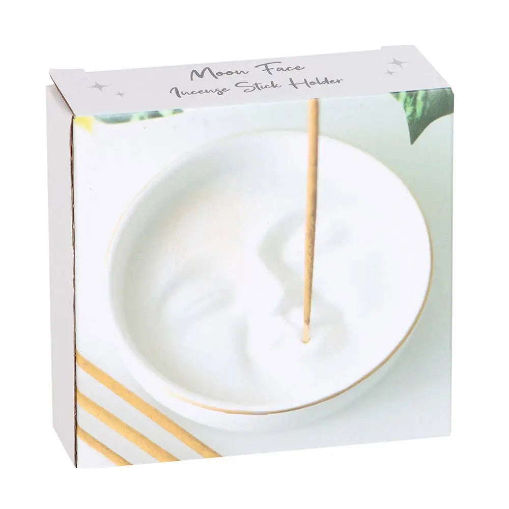 Something Different Wholesale - White Moon Face Ceramic Incense Stick Holder Plate