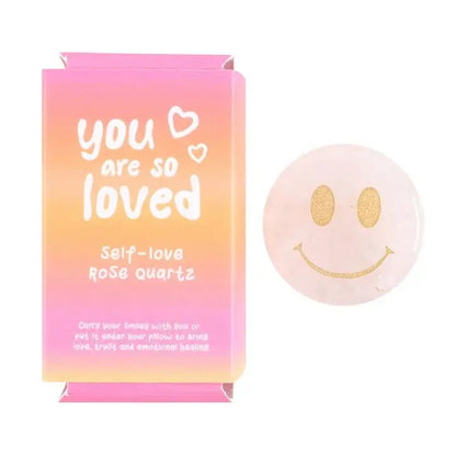 Something Different Wholesale - You Are Loved Rose Quartz Happy Face Crystal