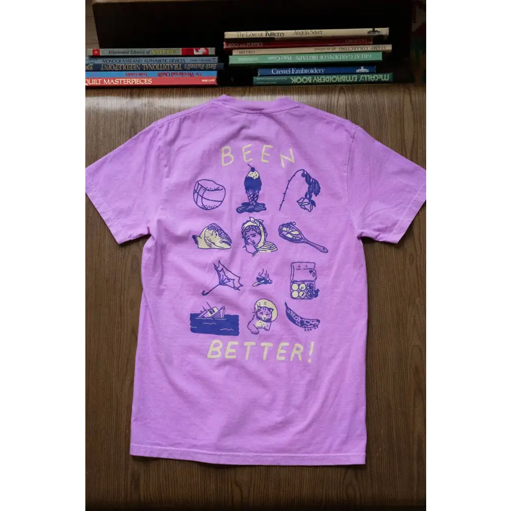 Stay Home Club - Been Better (Cone Kitty) T-Shirt | Funny graphic tee Purple Highlighter / Small