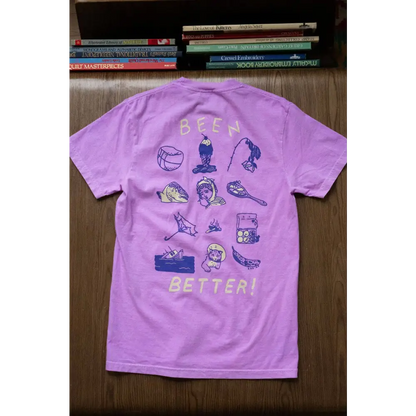 Stay Home Club - Been Better (Cone Kitty) T-Shirt | Funny graphic tee Purple Highlighter / Small