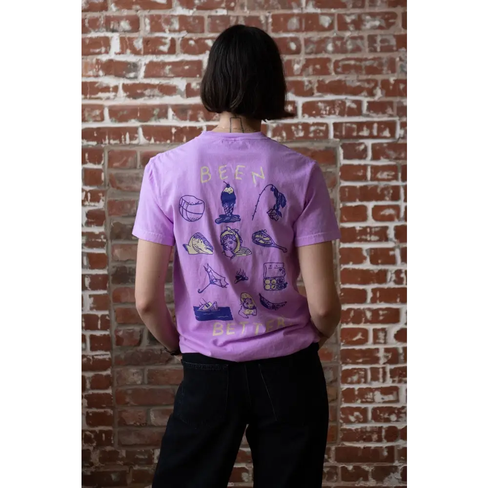 Stay Home Club - Been Better (Cone Kitty) T-Shirt | Funny graphic tee Purple Highlighter / Small
