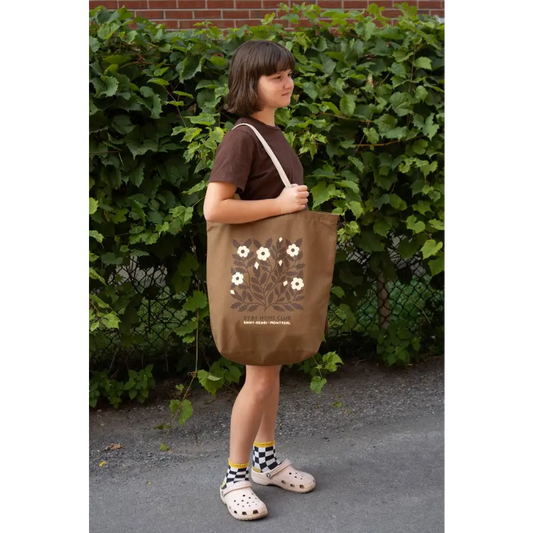 Stay Home Club - Blooms 1858 Big Zip Tote | Huge Zippered Canvas Biscuit / Natural