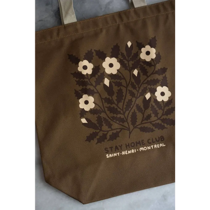 Stay Home Club - Blooms 1858 Big Zip Tote | Huge Zippered Canvas Biscuit / Natural