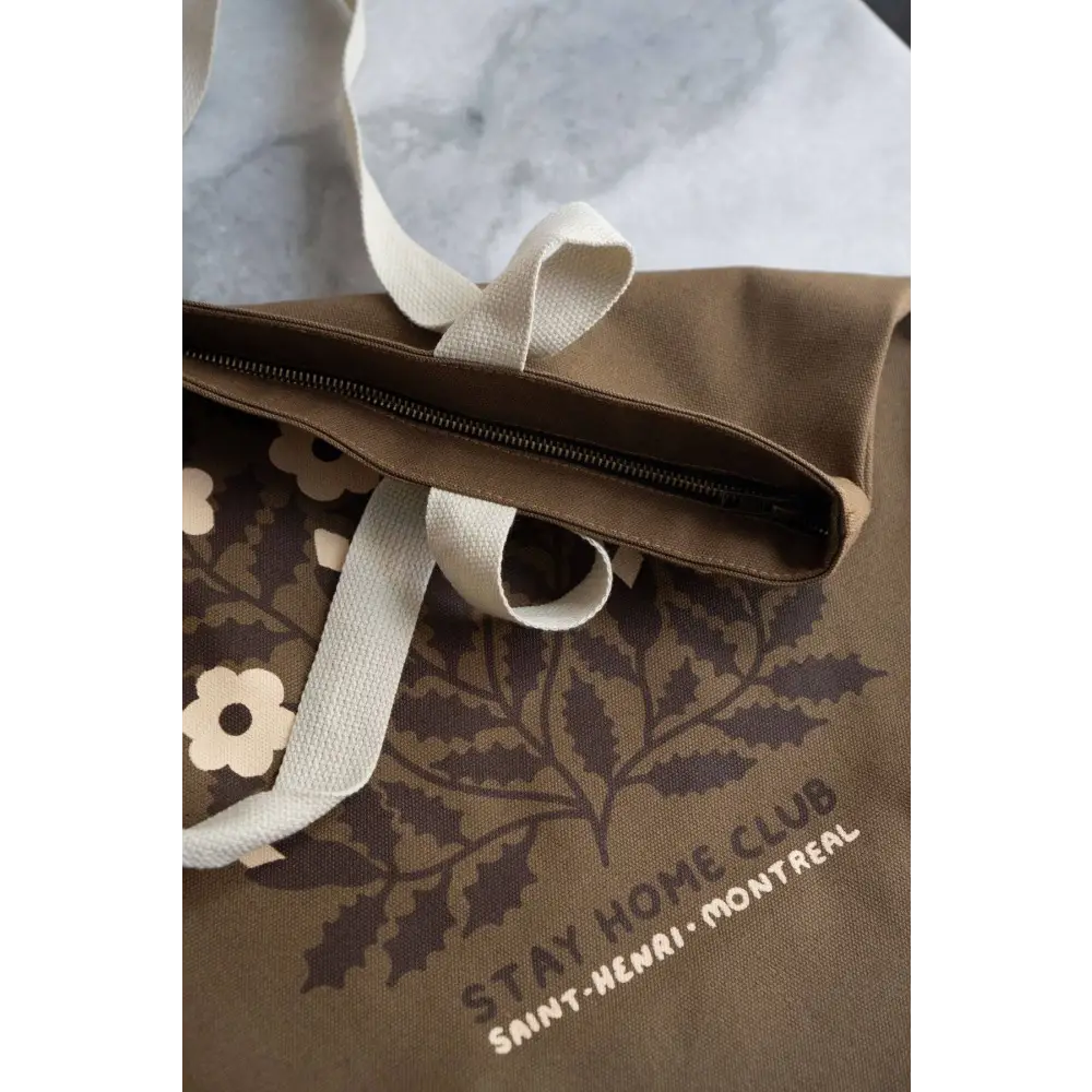Stay Home Club - Blooms 1858 Big Zip Tote | Huge Zippered Canvas Biscuit / Natural