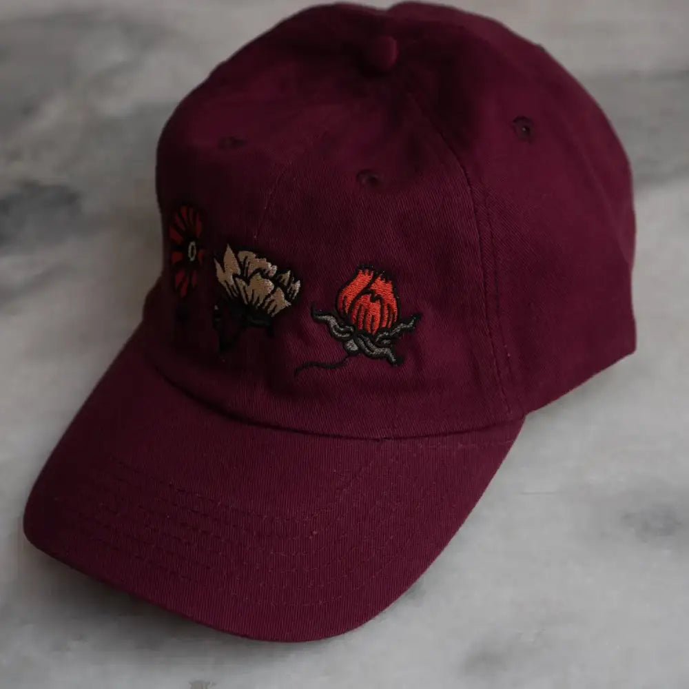 Ditsy Dad Hat Maroon - PABOOM