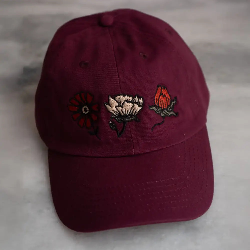 Ditsy Dad Hat Maroon - PABOOM