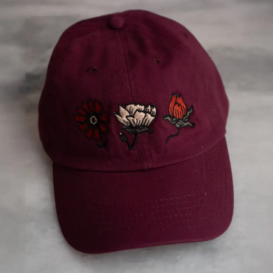 Ditsy Dad Hat Maroon - PABOOM