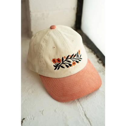 Stay Home Club - Garland Two-Tone Corduroy Dad Hat | Embroidered Cord Vanilla / Strawberry