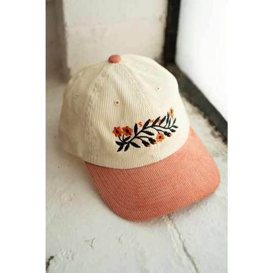 Stay Home Club - Garland Two-Tone Corduroy Dad Hat | Embroidered Cord Vanilla / Strawberry