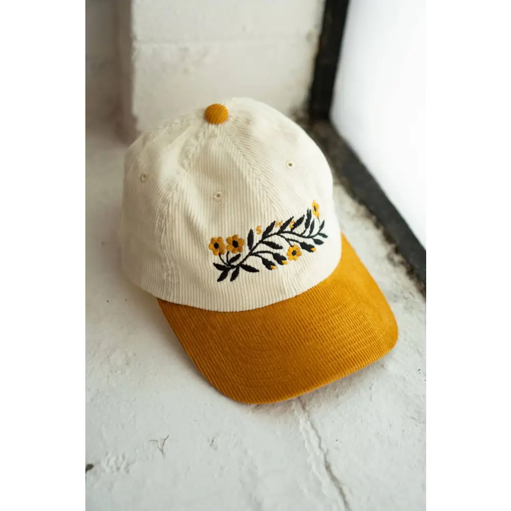 Stay Home Club - Garland Two-Tone Corduroy Dad Hat | Embroidered Cord Vanilla / Strawberry